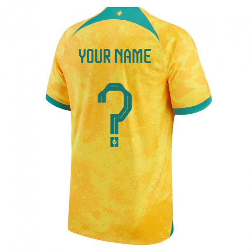 Niño Camiseta Australia Su Nombre #0 Dorado 1ª Equipación 22-24 La Camisa Chile