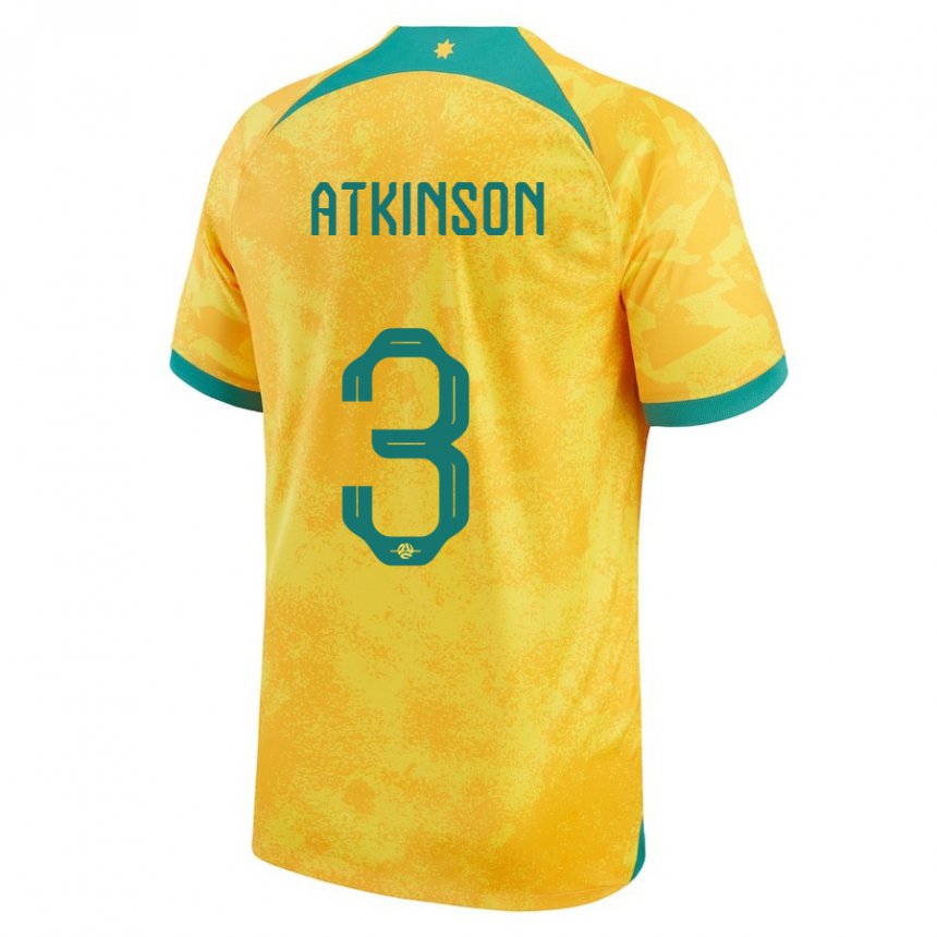 Niño Camiseta Australia Nathaniel Atkinson #3 Dorado 1ª Equipación 22-24 La Camisa Chile