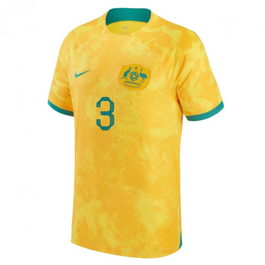 Niño Camiseta Australia Nathaniel Atkinson #3 Dorado 1ª Equipación 22-24 La Camisa Chile