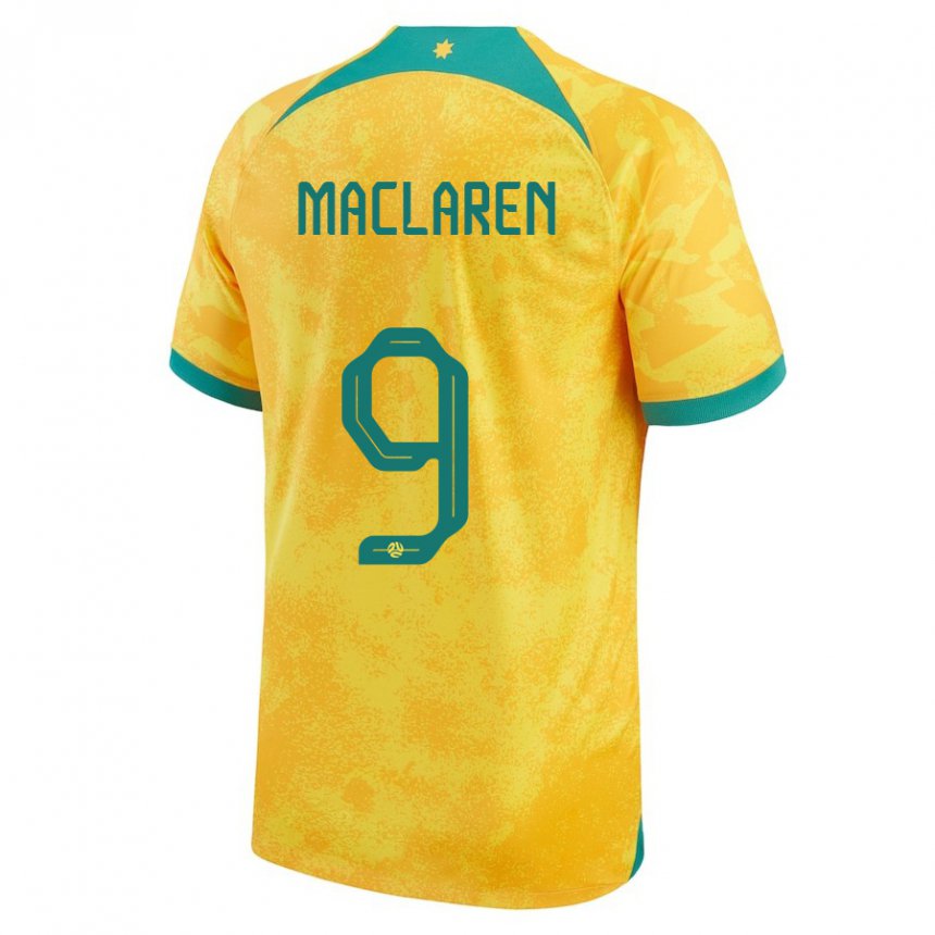 Niño Camiseta Australia Jamie Maclaren #9 Dorado 1ª Equipación 22-24 La Camisa Chile