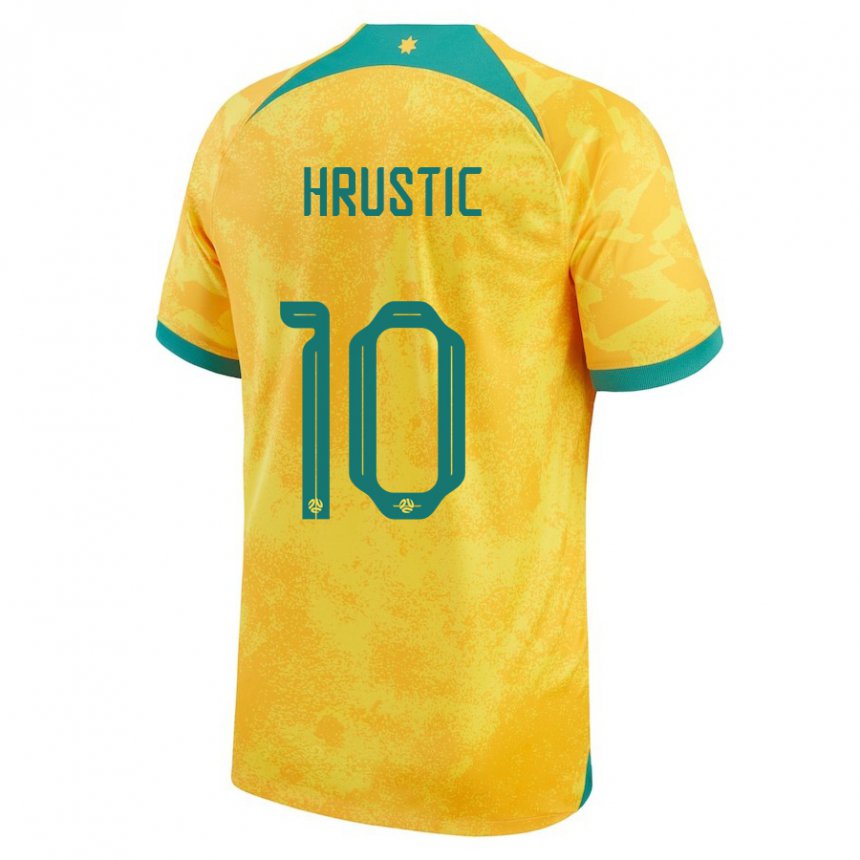 Niño Camiseta Australia Ajdin Hrustic #10 Dorado 1ª Equipación 22-24 La Camisa Chile