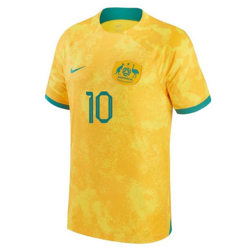 Niño Camiseta Australia Ajdin Hrustic #10 Dorado 1ª Equipación 22-24 La Camisa Chile