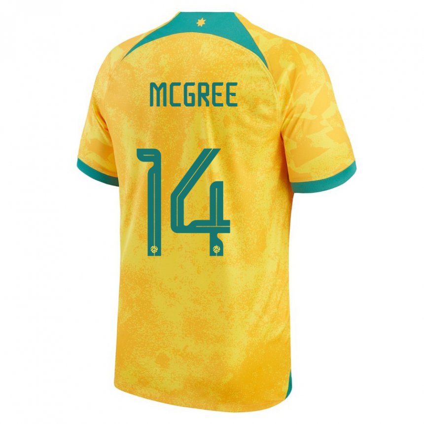 Niño Camiseta Australia Riley Mcgree #14 Dorado 1ª Equipación 22-24 La Camisa Chile