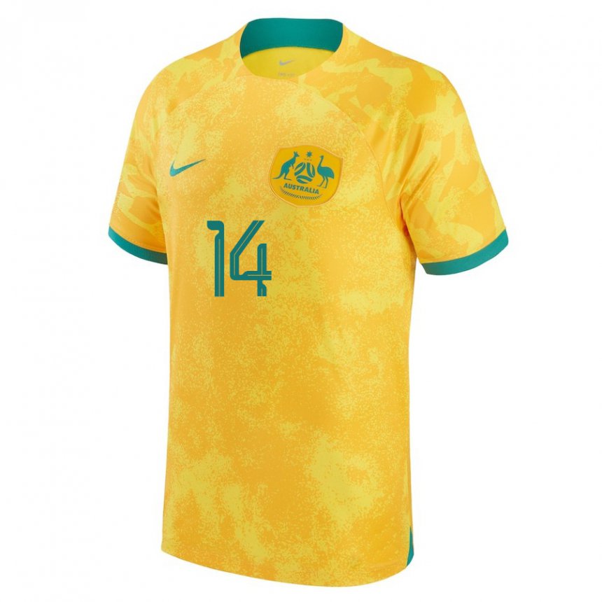 Niño Camiseta Australia Riley Mcgree #14 Dorado 1ª Equipación 22-24 La Camisa Chile