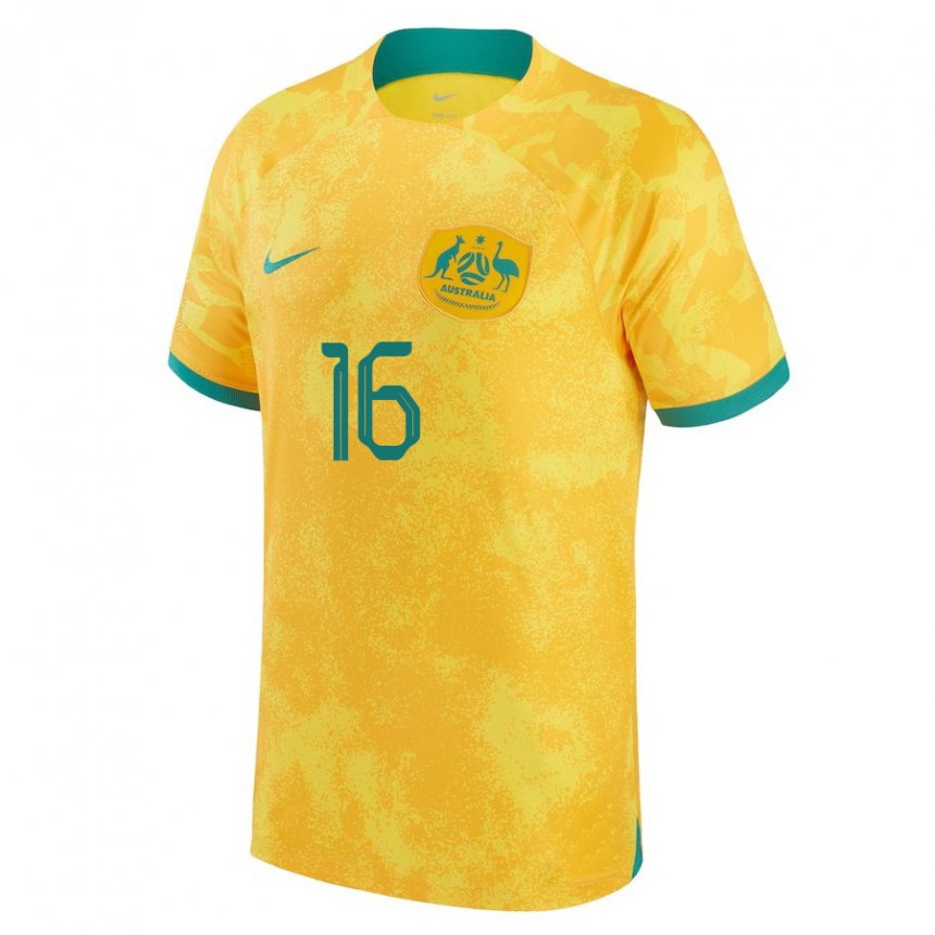 Niño Camiseta Australia Aziz Behich #16 Dorado 1ª Equipación 22-24 La Camisa Chile