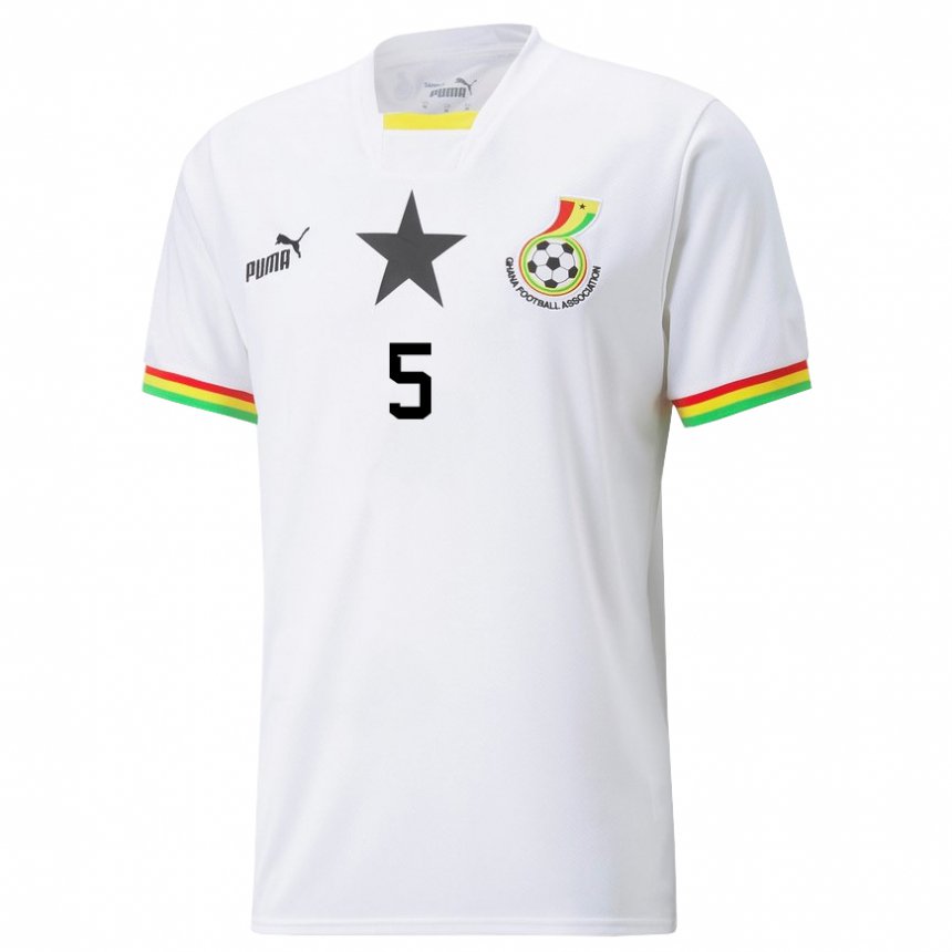 Niño Camiseta Ghana Thomas Partey #5 Blanco 1ª Equipación 22-24 La Camisa Chile