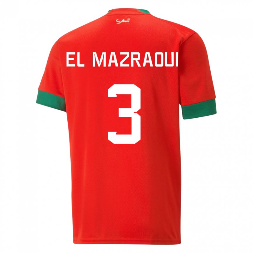 Niño Camiseta Marruecos Noussair El Mazraoui #3 Rojo 1ª Equipación 22-24 La Camisa Chile