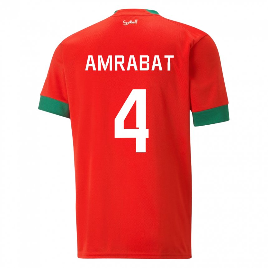 Niño Camiseta Marruecos Soufiane Amrabat #4 Rojo 1ª Equipación 22-24 La Camisa Chile