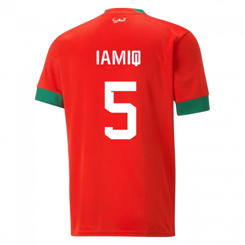 Niño Camiseta Marruecos Jawad Iamiq #5 Rojo 1ª Equipación 22-24 La Camisa Chile