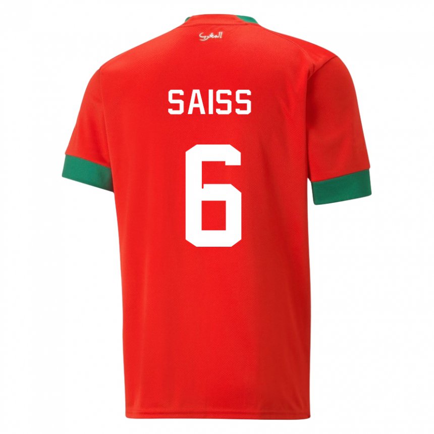 Niño Camiseta Marruecos Romain Saiss #6 Rojo 1ª Equipación 22-24 La Camisa Chile