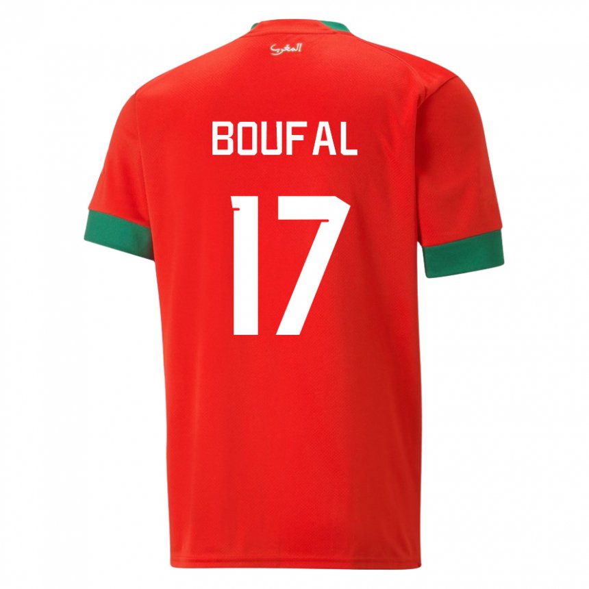 Niño Camiseta Marruecos Sofiane Boufal #17 Rojo 1ª Equipación 22-24 La Camisa Chile