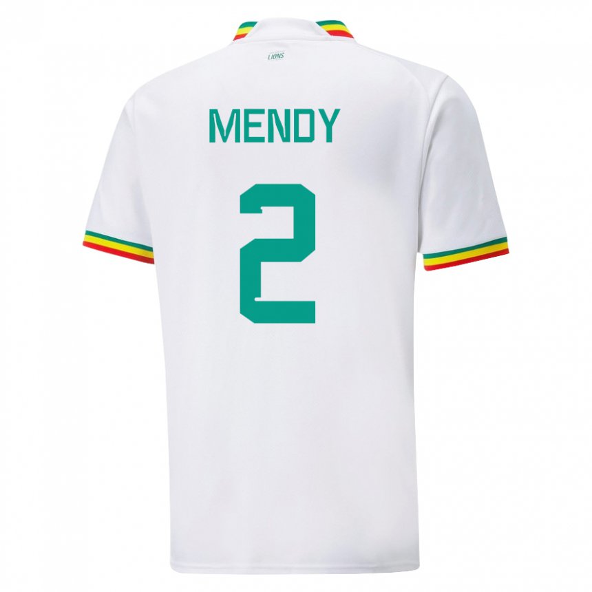 Niño Camiseta Senegal Formose Mendy #2 Blanco 1ª Equipación 22-24 La Camisa Chile