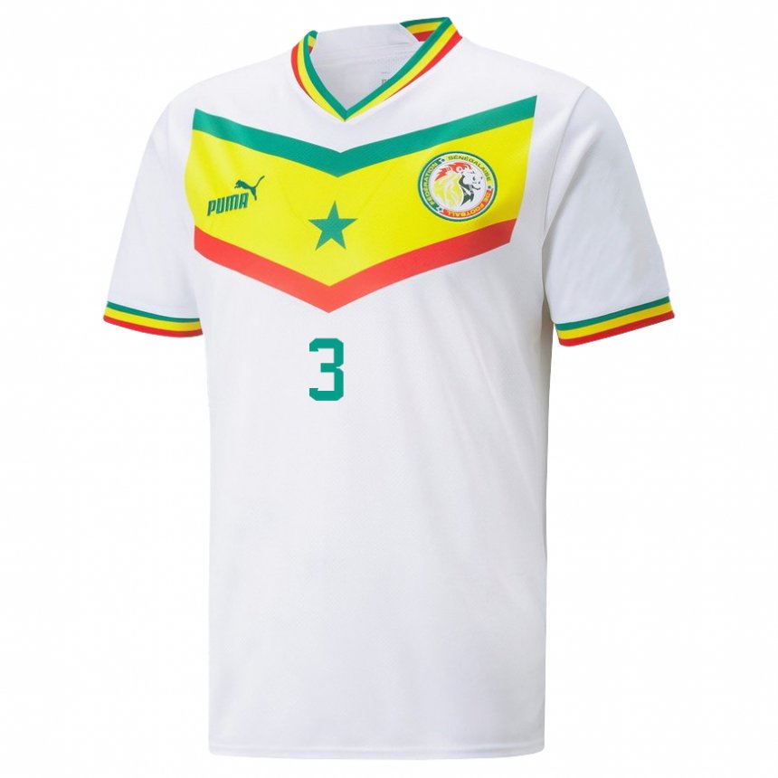 Niño Camiseta Senegal Kalidou Koulibaly #3 Blanco 1ª Equipación 22-24 La Camisa Chile