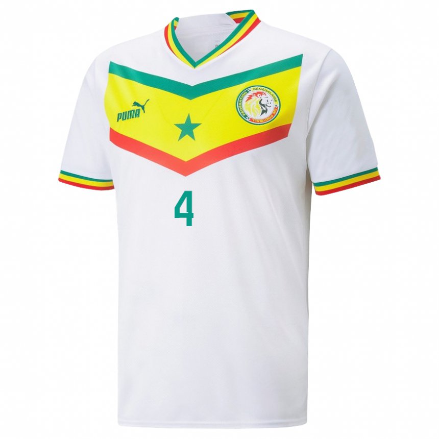 Niño Camiseta Senegal Pape Abou Cisse #4 Blanco 1ª Equipación 22-24 La Camisa Chile