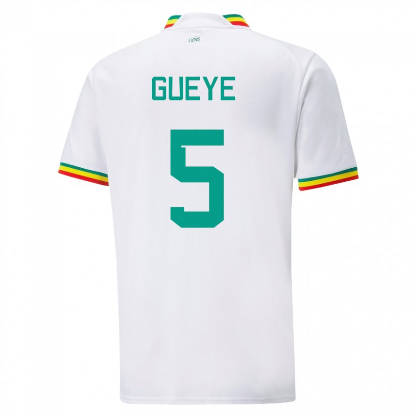 Niño Camiseta Senegal Idrissa Gueye #5 Blanco 1ª Equipación 22-24 La Camisa Chile