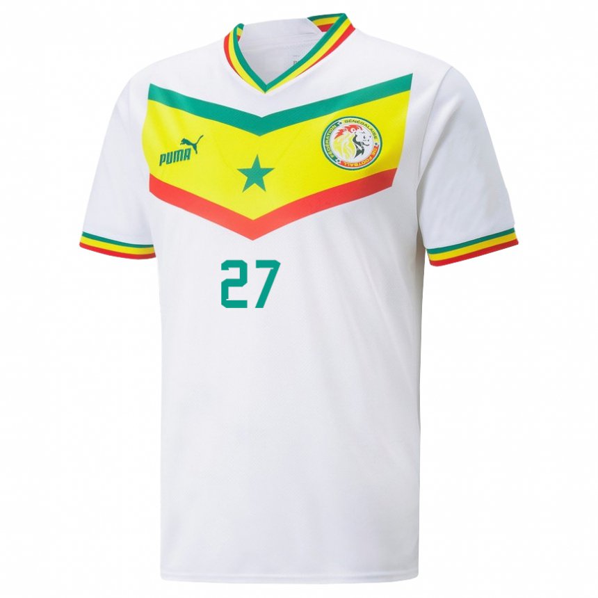 Niño Camiseta Senegal Nicolas Jackson #27 Blanco 1ª Equipación 22-24 La Camisa Chile