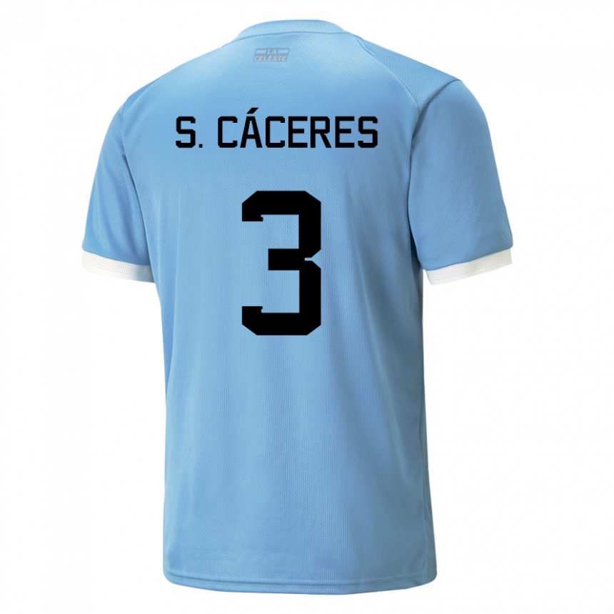 Niño Camiseta Uruguay Sebastian Caceres #3 Azul 1ª Equipación 22-24 La Camisa Chile