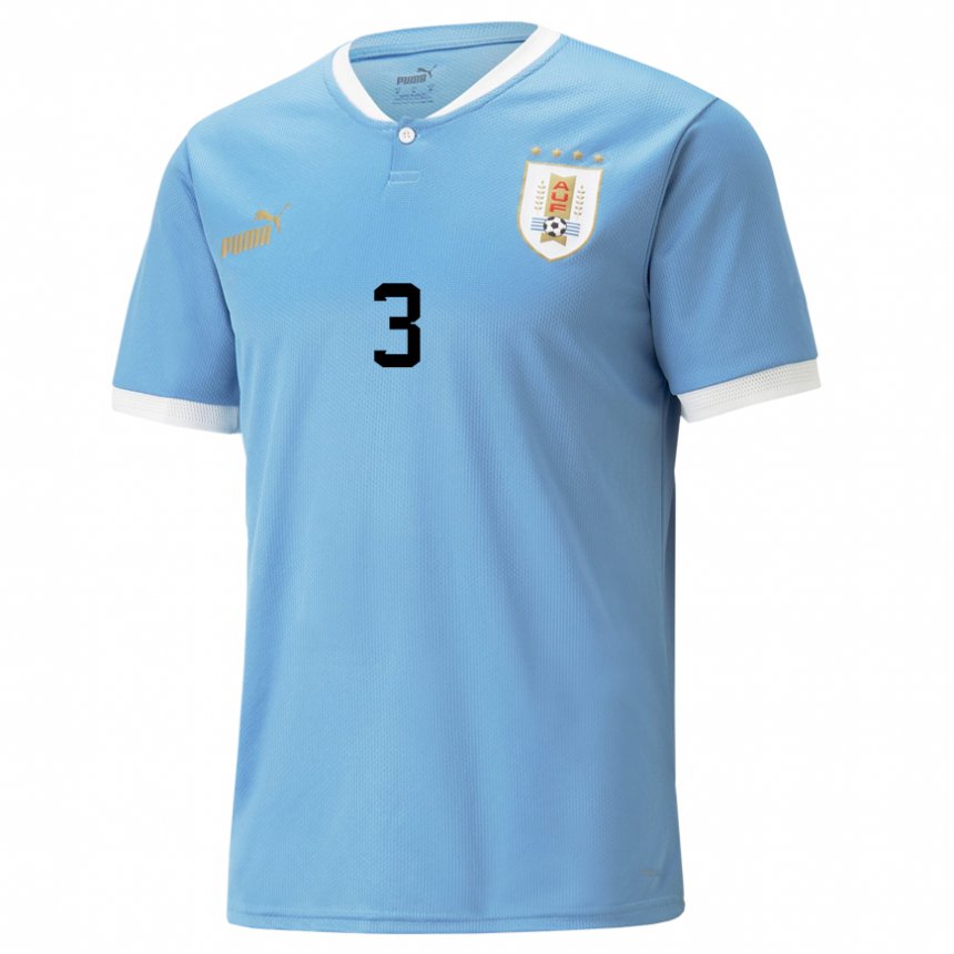 Niño Camiseta Uruguay Sebastian Caceres #3 Azul 1ª Equipación 22-24 La Camisa Chile