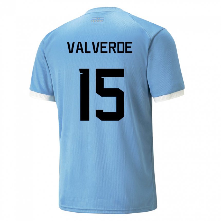 Niño Camiseta Uruguay Federico Valverde #15 Azul 1ª Equipación 22-24 La Camisa Chile
