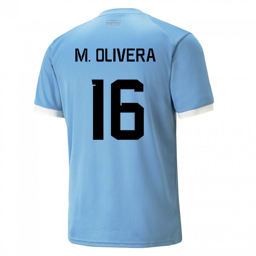 Niño Camiseta Uruguay Mathias Olivera #16 Azul 1ª Equipación 22-24 La Camisa Chile