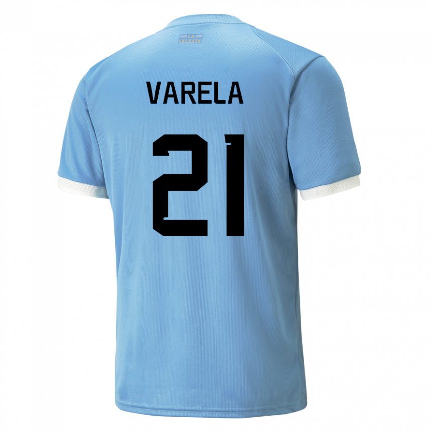 Niño Camiseta Uruguay Gullermo Varela #21 Azul 1ª Equipación 22-24 La Camisa Chile