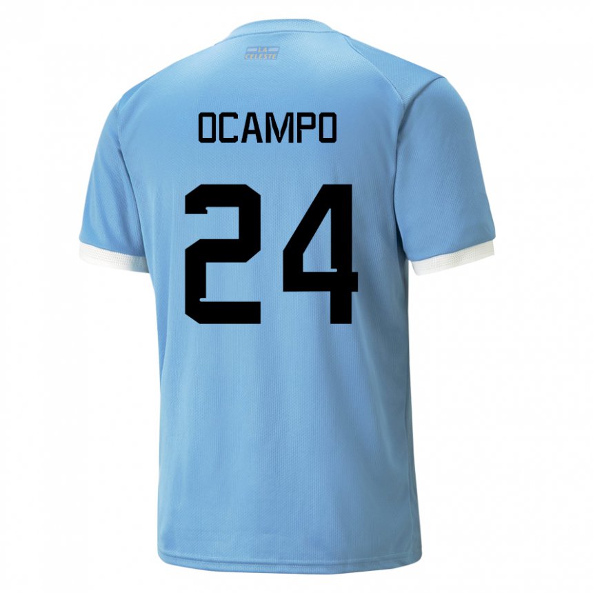 Niño Camiseta Uruguay Brian Ocampo #24 Azul 1ª Equipación 22-24 La Camisa Chile