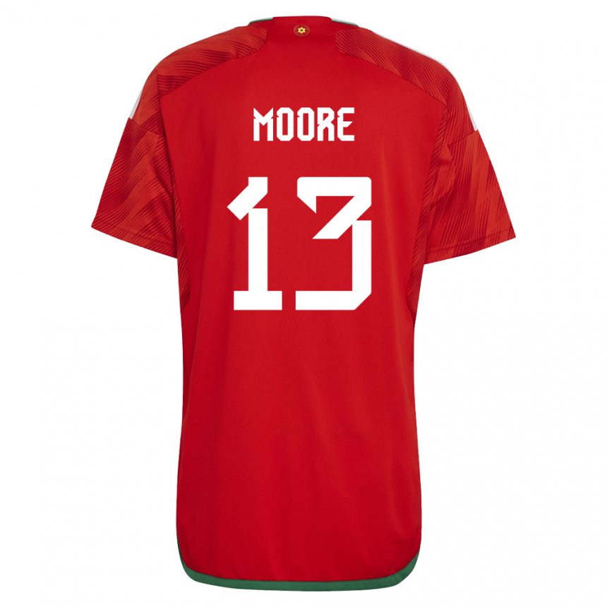 Niño Camiseta Gales Kieffer Moore #13 Rojo 1ª Equipación 22-24 La Camisa Chile