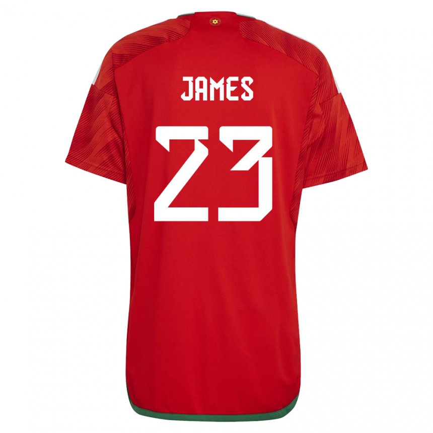 Niño Camiseta Gales Jordan James #23 Rojo 1ª Equipación 22-24 La Camisa Chile