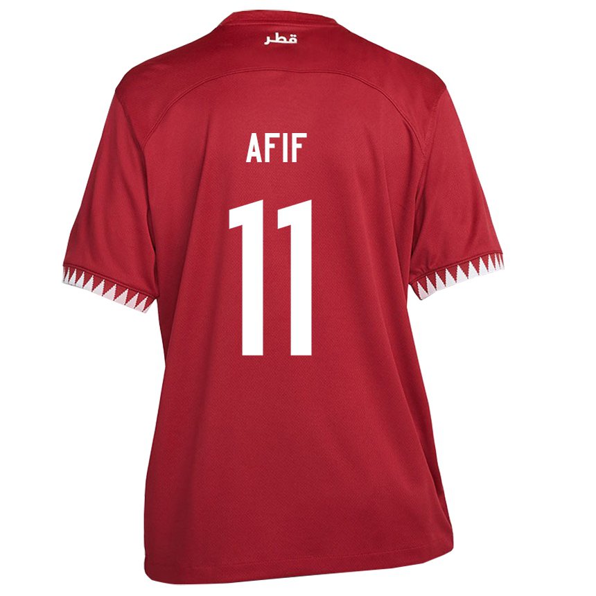 Niño Camiseta Catar Akram Afif #11 Granate 1ª Equipación 22-24 La Camisa Chile