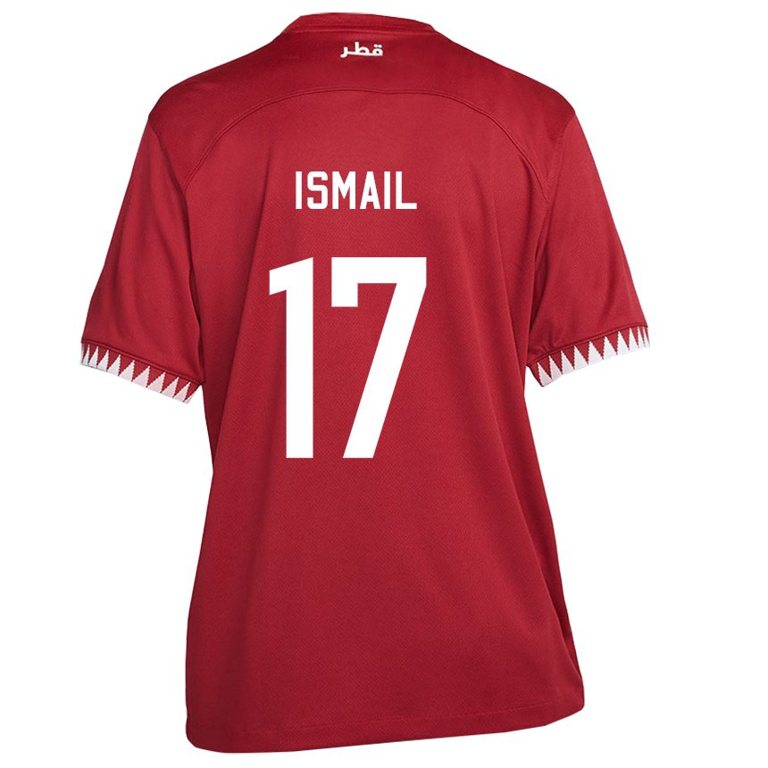 Niño Camiseta Catar Ismail Mohamad #17 Granate 1ª Equipación 22-24 La Camisa Chile