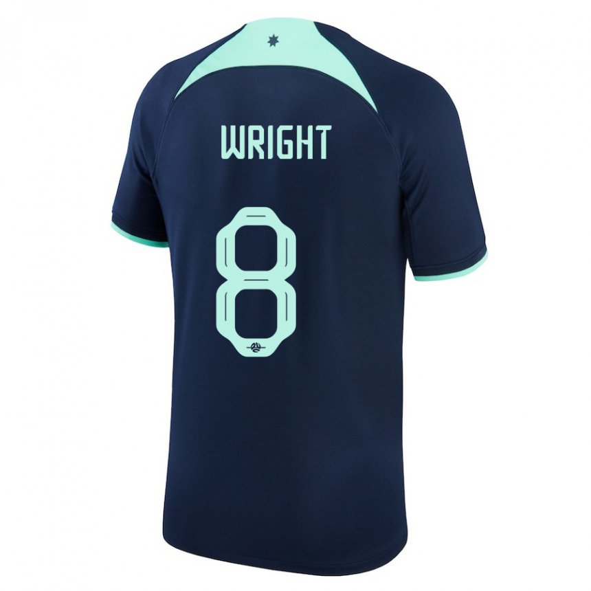 Niño Camiseta Australia Bailey Wright #8 Azul Oscuro 2ª Equipación 22-24 La Camisa Chile