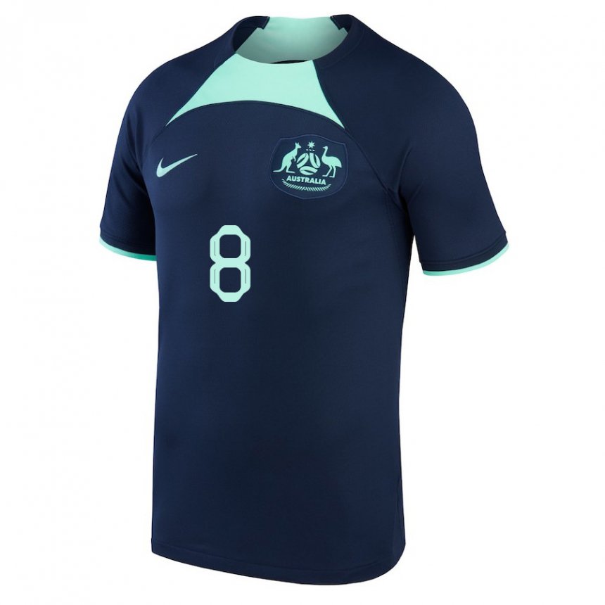 Niño Camiseta Australia Bailey Wright #8 Azul Oscuro 2ª Equipación 22-24 La Camisa Chile