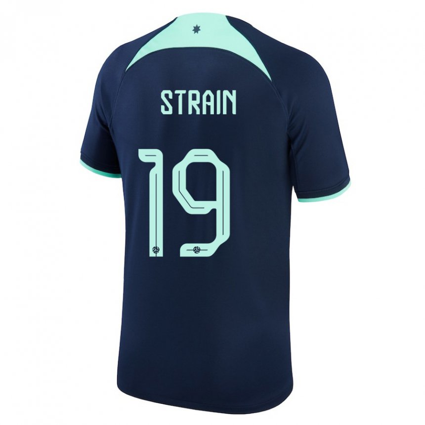 Niño Camiseta Australia Ryan Strain #19 Azul Oscuro 2ª Equipación 22-24 La Camisa Chile