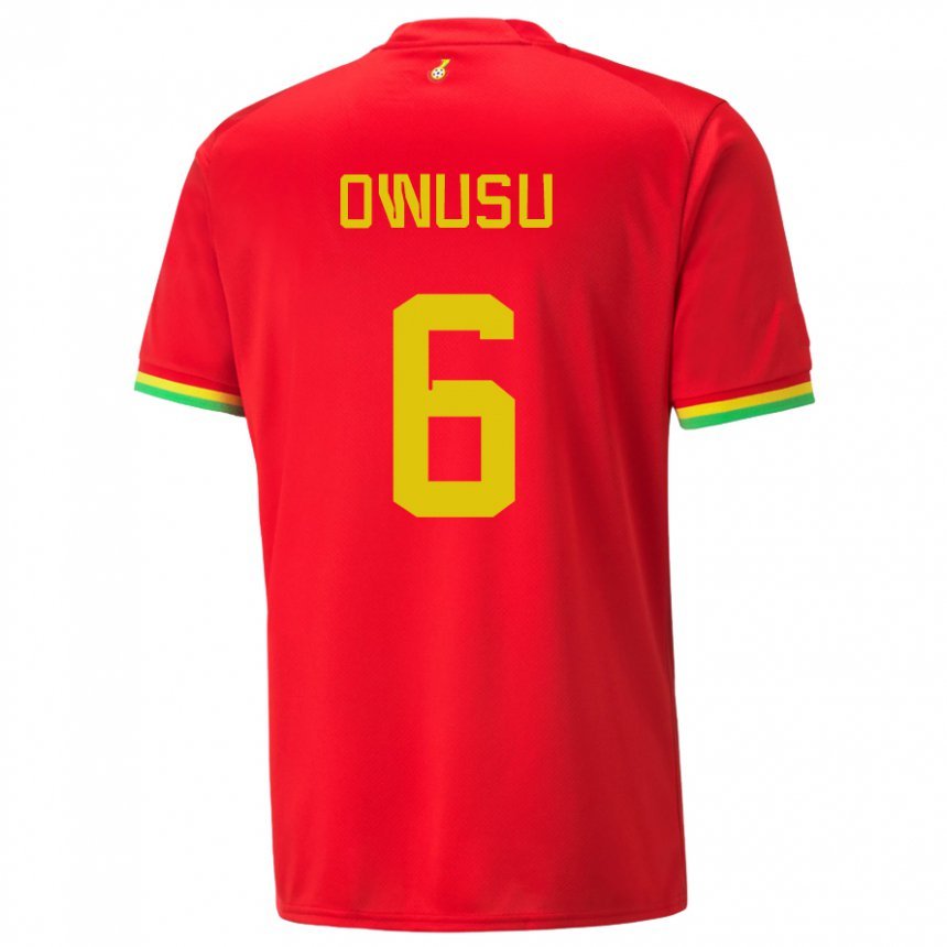 Niño Camiseta Ghana Elisha Owusu #6 Rojo 2ª Equipación 22-24 La Camisa Chile