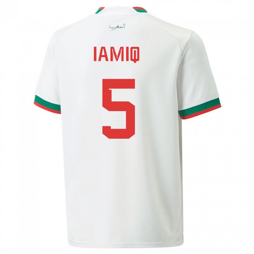 Niño Camiseta Marruecos Jawad Iamiq #5 Blanco 2ª Equipación 22-24 La Camisa Chile