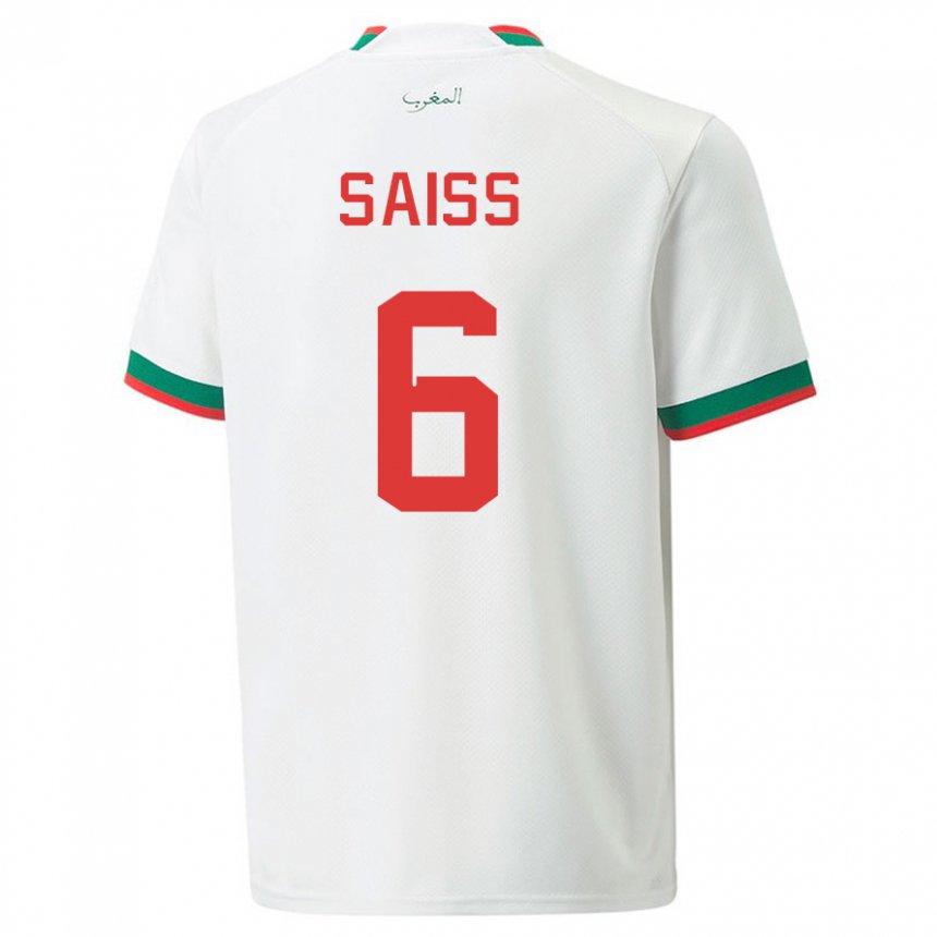 Niño Camiseta Marruecos Romain Saiss #6 Blanco 2ª Equipación 22-24 La Camisa Chile