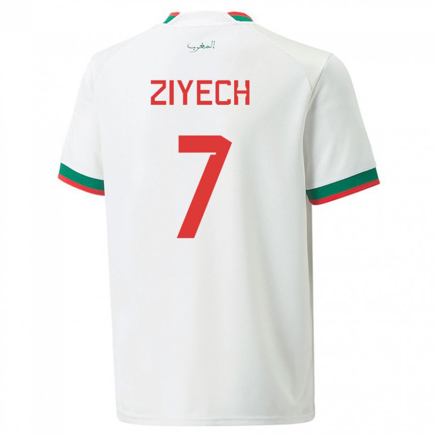 Niño Camiseta Marruecos Hakim Ziyech #7 Blanco 2ª Equipación 22-24 La Camisa Chile