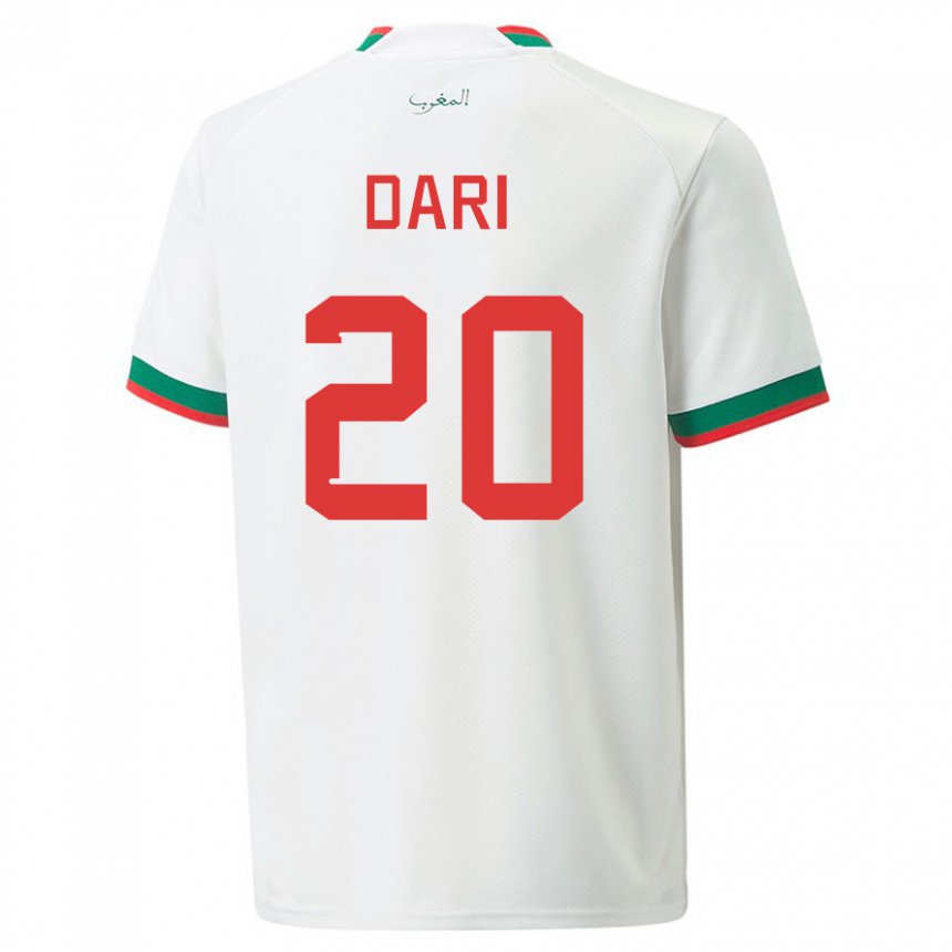 Niño Camiseta Marruecos Achraf Dari #20 Blanco 2ª Equipación 22-24 La Camisa Chile