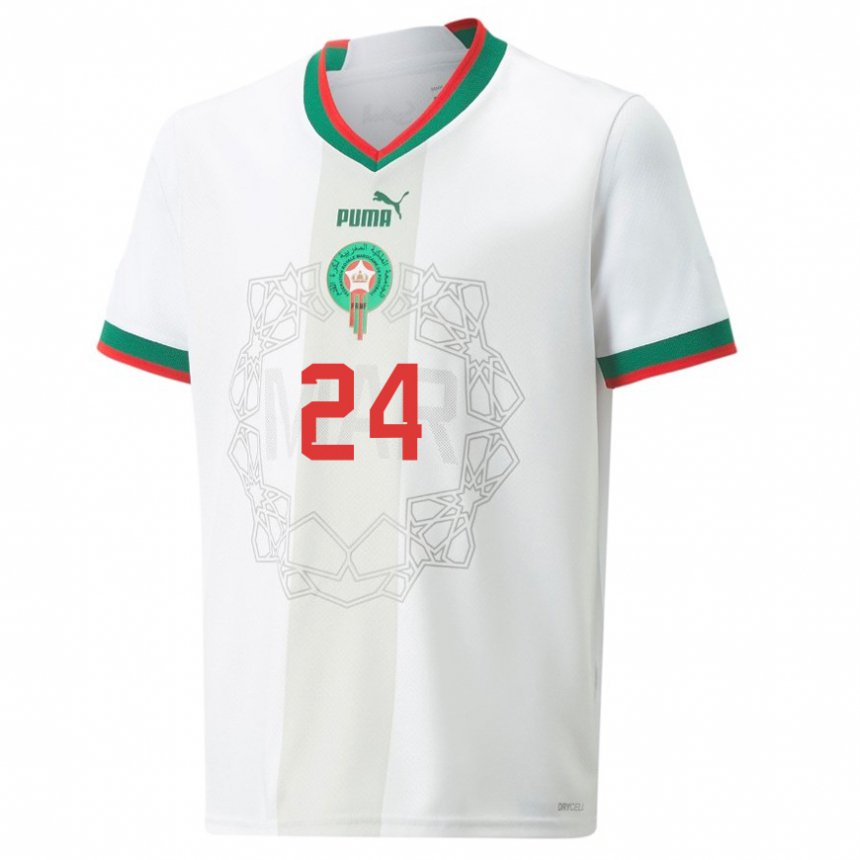 Niño Camiseta Marruecos Fahd Moufy #24 Blanco 2ª Equipación 22-24 La Camisa Chile