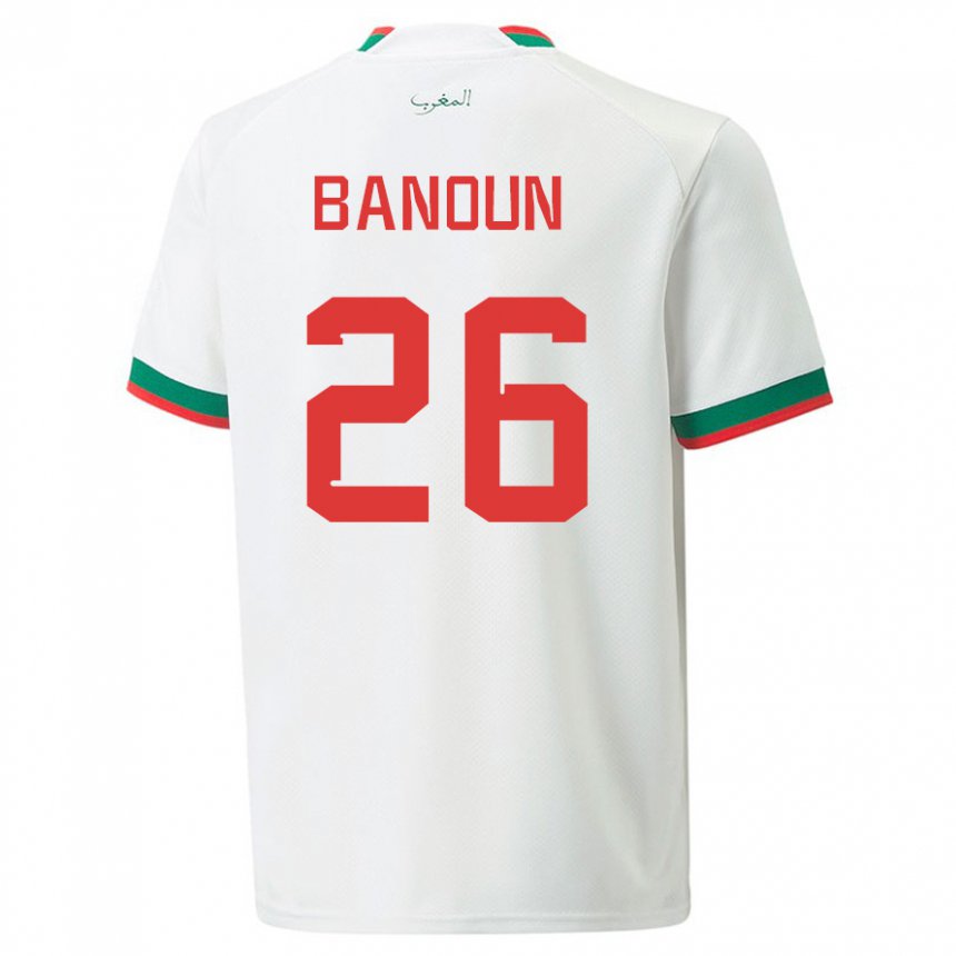 Niño Camiseta Marruecos Badr Banoun #26 Blanco 2ª Equipación 22-24 La Camisa Chile