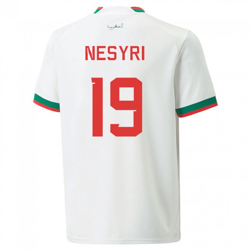 Niño Camiseta Marruecos Youssef En-nesyri #19 Blanco 2ª Equipación 22-24 La Camisa Chile