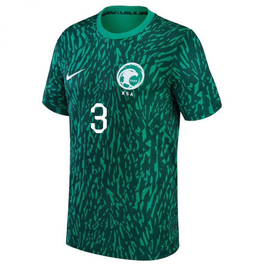 Niño Camiseta Arabia Saudita Abdullah Madu #3 Verde Oscuro 2ª Equipación 22-24 La Camisa Chile