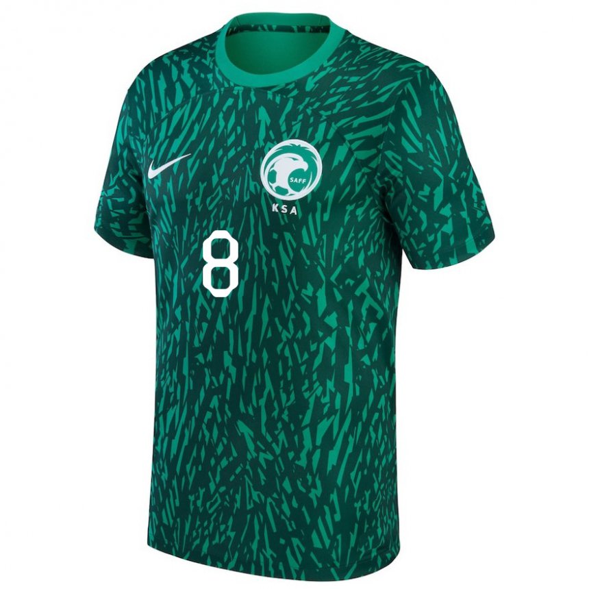 Niño Camiseta Arabia Saudita Ahmed Bamasud #8 Verde Oscuro 2ª Equipación 22-24 La Camisa Chile