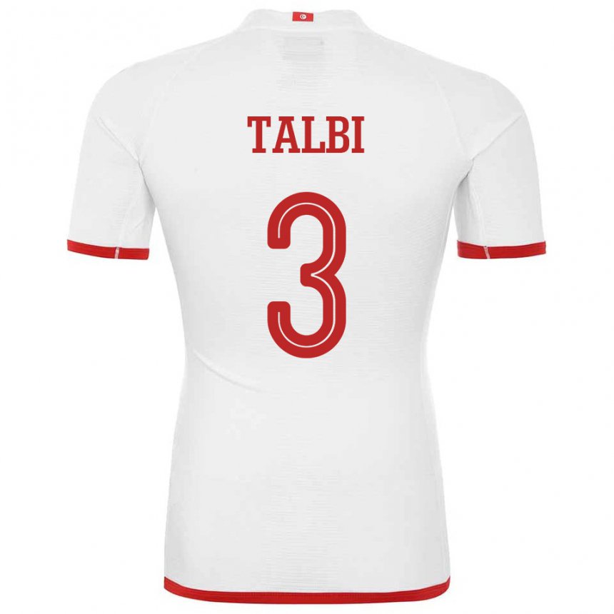 Niño Camiseta Túnez Montassar Talbi #3 Blanco 2ª Equipación 22-24 La Camisa Chile