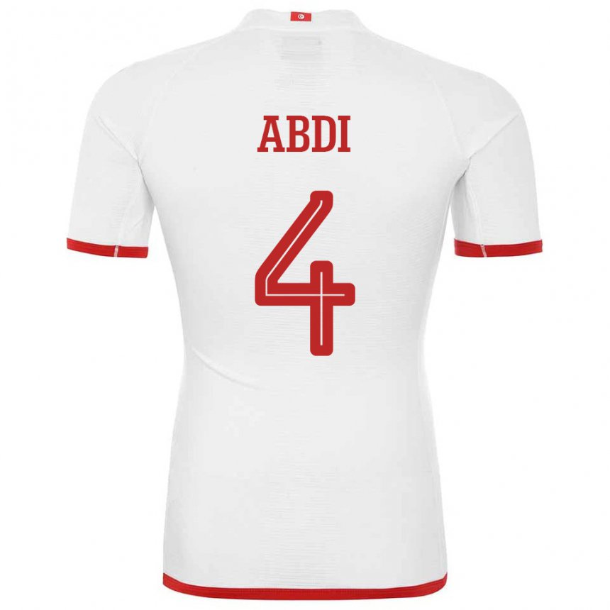 Niño Camiseta Túnez Ali Abdi #4 Blanco 2ª Equipación 22-24 La Camisa Chile