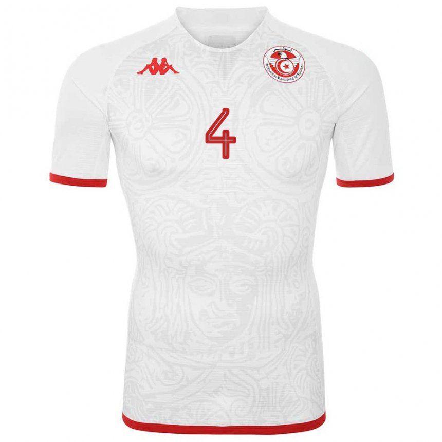 Niño Camiseta Túnez Ali Abdi #4 Blanco 2ª Equipación 22-24 La Camisa Chile