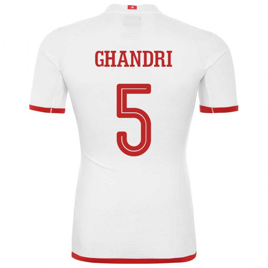 Niño Camiseta Túnez Nader Ghandri #5 Blanco 2ª Equipación 22-24 La Camisa Chile