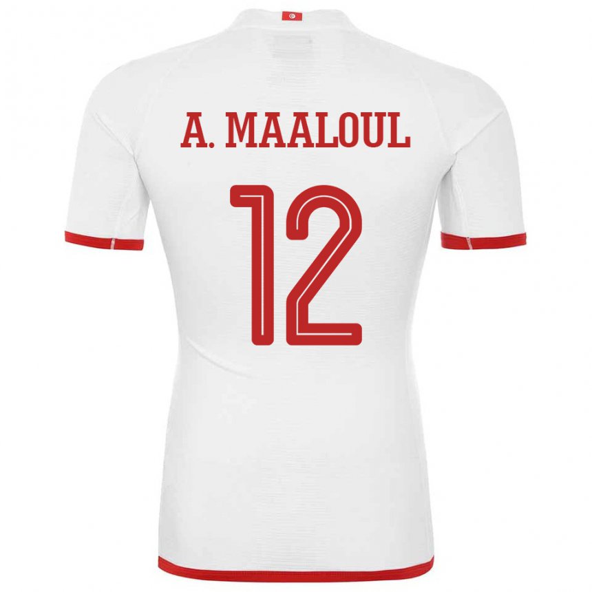 Niño Camiseta Túnez Ali Maaloul #12 Blanco 2ª Equipación 22-24 La Camisa Chile