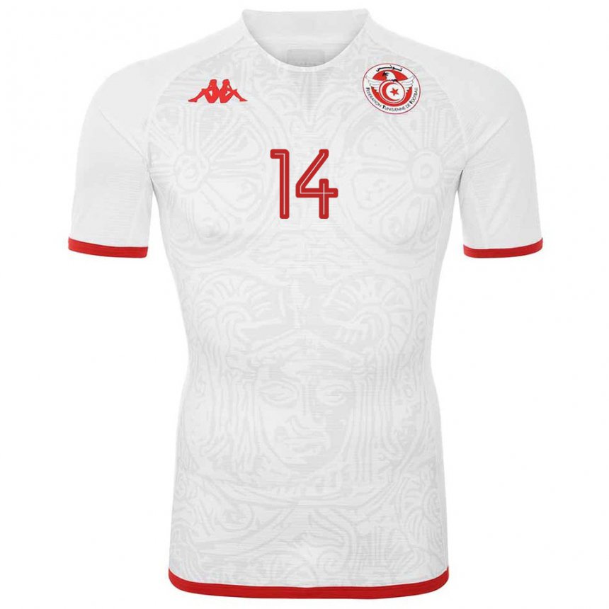 Niño Camiseta Túnez Hannibal Mejbri #14 Blanco 2ª Equipación 22-24 La Camisa Chile