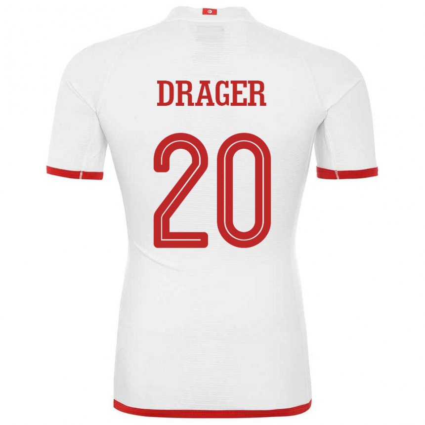 Niño Camiseta Túnez Mohamed Drager #20 Blanco 2ª Equipación 22-24 La Camisa Chile